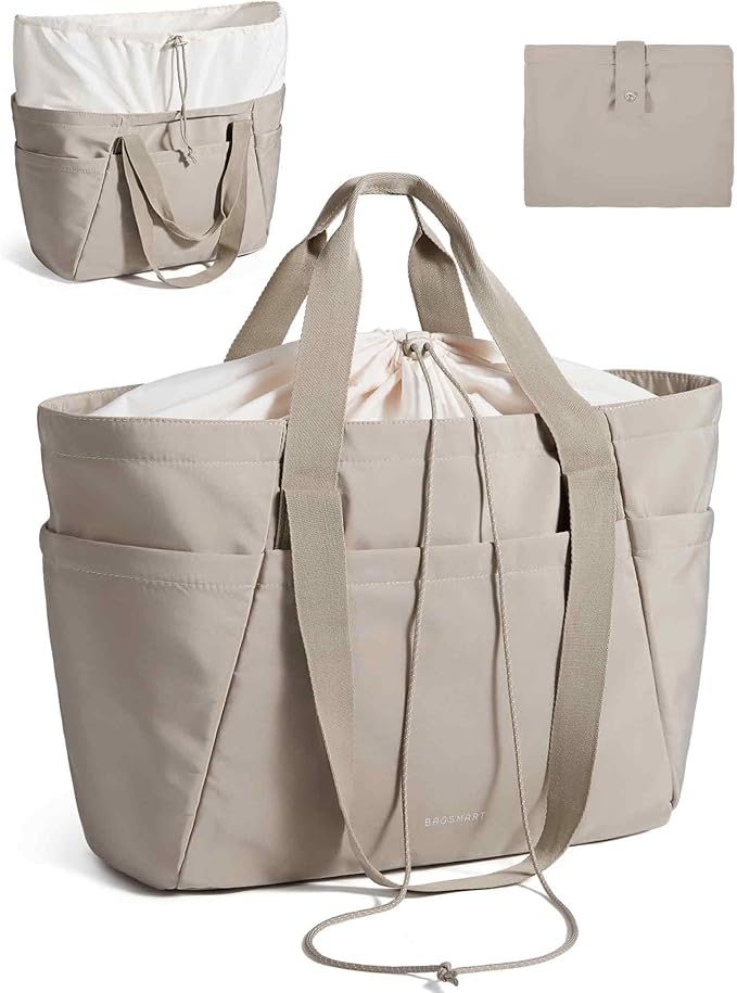 BAGSMART Reusable Grocery Bags, Large Beach Bag, Foldable Tote for Shopping Moving Holiday Travel Packing