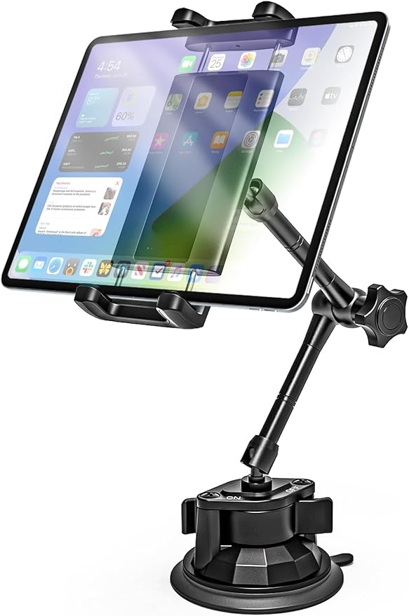 Tablet Holder Mount for Car - Anti-Shake Dashboard Windshield Sunroof Stand for Truck/Car/Pickup/Van, Heavy Duty Metal Tablet Mount for 4-12.9" iPad Pro Air Mini, Z Fold, iPhone
