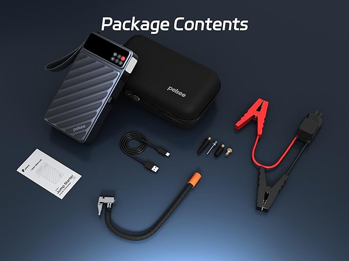 Pelsee 3500A Jump Starter with Air Compressor, 20000mAh Portable Car Battery Jump Starter, 45W Fast Charge, 12V Battery