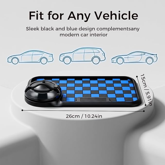 Multifunctional Car Anti-Slip Dashboard Mat with 360° Rotating Phone Holder & Hidden Parking Number Plate, Universal Anti Sli