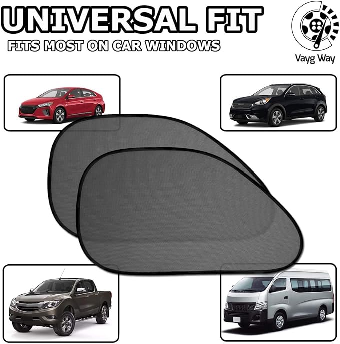 VaygWay Baby Window Sun Shade- Car Accessories Side Sun Visor- Kids Pets Seat Sun Glare UV Rays Protection (4 Pack Side Window Sunshade)