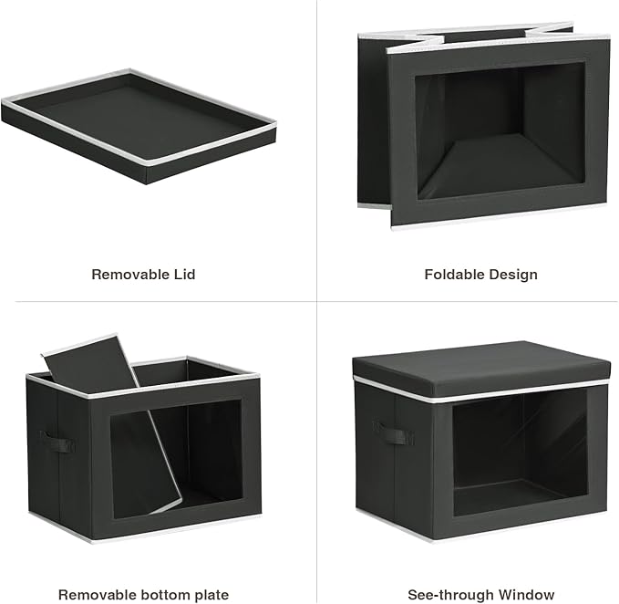 Homsorout Stackable Storage Bins with Lids - Medium Storage Box with Lids, Foldable Closet Boxes for Organizing, Wardrobe Clo