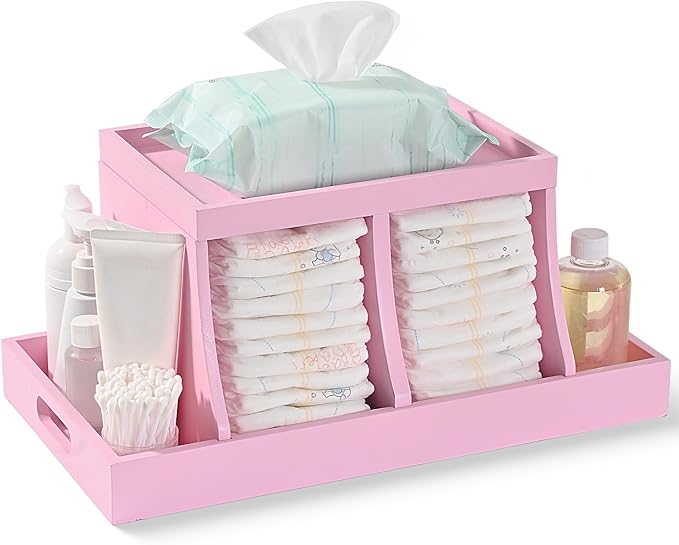 Three colors Diaper Organizer, Wooden Diaper Caddy Organizer, Changing Table Organizer, Diaper Storage Organizer, Nursery Bab