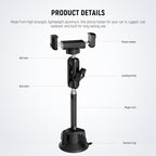 NEEWER Phone Holder for Your Car, 360° Rotating Vacuum Suction Cup Metal Cell Phone Mount Extended Magic Arm Compatible with iPhone Samsung for Windshield Skylight Navigation Video Recording, PA137