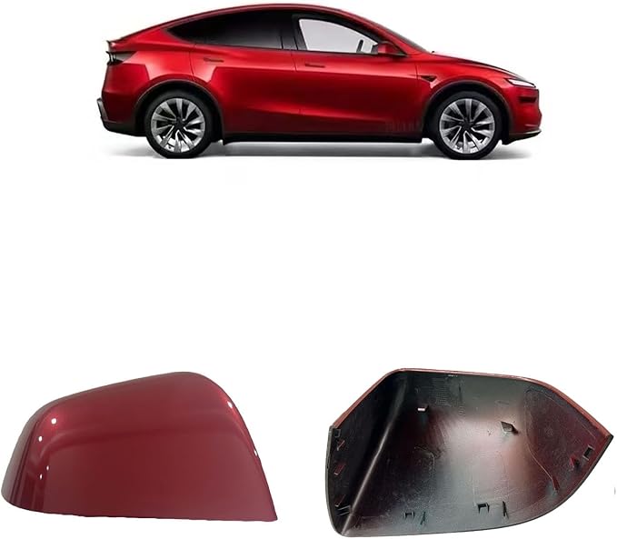 Compatible with Tesla Model Y Side Mirror Cover Replacement 2021 2022 2023 2024, Right Passenger Side Rearview Mirror Cover Cap for Model Y Accessories(red)