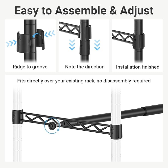 VIPEK Expandable Closet Rod with Hanger Rail Suitable for 24"-41" Wire Shelf Clothes Rack Adjustable Metal Heavy Duty Hanging