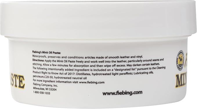 Fiebing's Mink Oil for Leather Boots (6 oz) - Leather Cleaner & Conditioner - Waterproof, Preserve, Soften All Smooth Leather