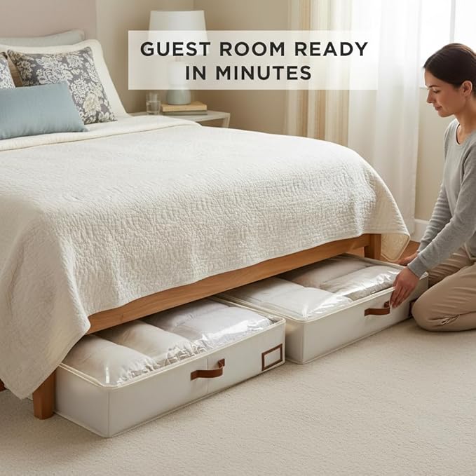 StorageWorks Under Bed Storage Containers with Ultra-thick Fabric Underbed Bins, Closet Organizer for Clothes, Blankets, Swea