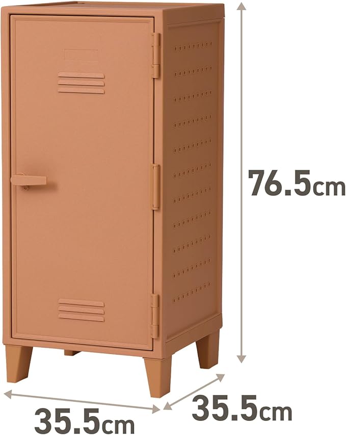 TENMA Orange Retro Cute Locker-Shaped Storage Box, Fits Peg Cabinet, Vertical Storage, Easy Assembly, No Tools Required, Size