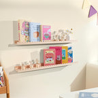 NEXHOME PRO Nursery Book Shelves, 2-Pack Solid Pine Wood Floating Shelves for Wall Kids, Wall Mounted Shelves for Bedroom/Liv