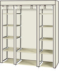 lapday 59 inches Portable Closet Wardrobe, Non-Woven Fabric Closet Storage Organizer with Hanging Rods &12 Storage Shelves, Q