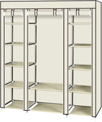 lapday 59 inches Portable Closet Wardrobe, Non-Woven Fabric Closet Storage Organizer with Hanging Rods &12 Storage Shelves, Q