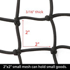 CZC AUTO 22"x38" Black Latex Bungee Cargo Net Strech to 44"x76", Luggage Netting with 2"X2" Small Mesh and 12 Adjustable Plastic Hooks for Rooftop Cargo Carrier Roof Rail Rack Hitch Basket SUV