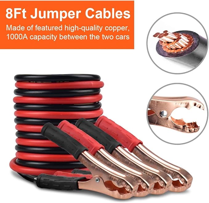 PACETAP Car Roadside Emergency Kit, Essential Auto Safety Road Side Assistance Tool Kit with Jumper Cables, Towing Rope, Tria