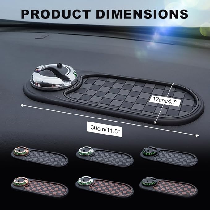 Multifunction Car Anti Slip Mat, Mobile Phone Bracket Anti-Slip Mat, Car Dashboard Mat with Temporary Parking Number, Large U