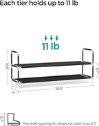 SONGMICS 2-Tier Shoe Rack, Shoe Storage for Hallway Closet, Slim and Space-Saving, Metal Frame, Non-Woven Fabric Shelves, Bla