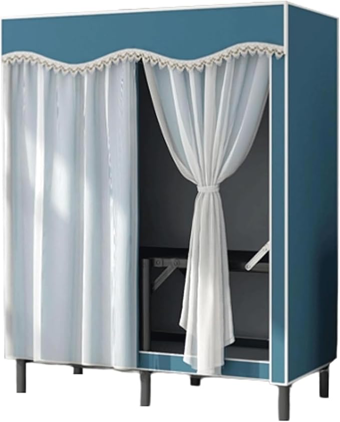 TIST Foldable Wardrobe Steel Storage Wardrobe Portable Wardrobe for Hanging Clothes 110cm/ 160cm/ 215cm Large Wardrobe(Blue,1