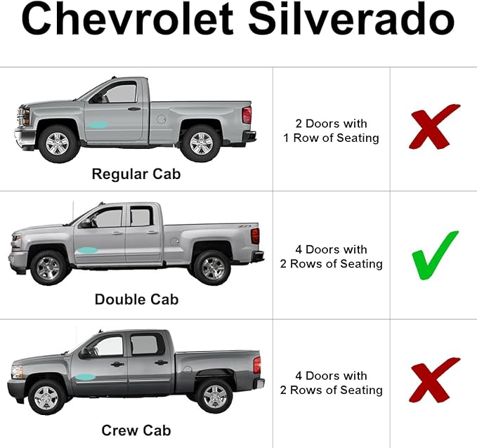 Side Window Rear Seat 2nd Row Sunshade Custom Fit for 2020 2021 2022 2023 2024 2025 2026 Chevrolet Silverado 2500 3500, Double Cab 4Dr 4Door, UV Reflector Sun Protection Accessories (Set of 2)
