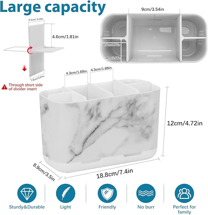 Boperzi Toothbrush Holders for Bathrooms Organizers and Storage, Large Tooth Brush Holders, Electric Toothbrush and Toothpast