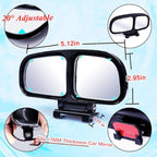 Blind Spot Mirror, Double Glass Adjustable Rear View Wide Angle Mirrors for Most Cars Truck SUV, 1 Piece (Black-Left)