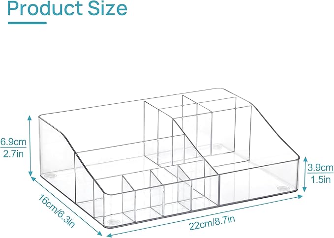 Vtopmart 1 Tier Clear Makeup Organizer with Drawer, Cosmetic Storage for Dresser Countertop and Bathroom Vanity, Beauty Holde