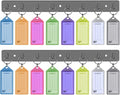 Acrimet Key Tag Rack w/ 8 Keyring Tags (Self-Adhesive Key Storage Rack) (2 Pack) (Assorted Color)