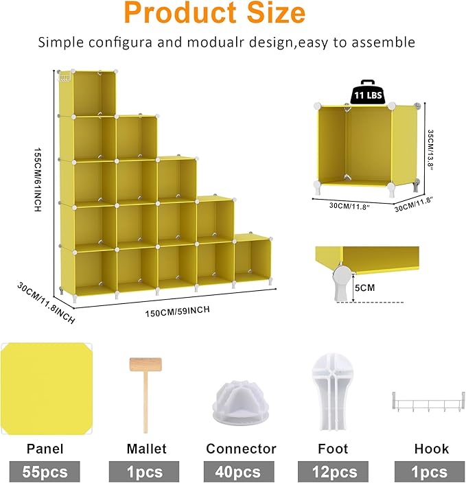 AWTATOS Cube Storage Organizer, Storage Cubes Shelves, 16 Cube Closet Organizers and Storage, DIY Stackable Bookshelf Plastic
