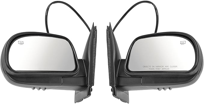 TRQ 2 Piece Driver and Passenger Side Mirror Assembly Set Electric Adjustment Heated No Memory Black Compatible with 2006-200
