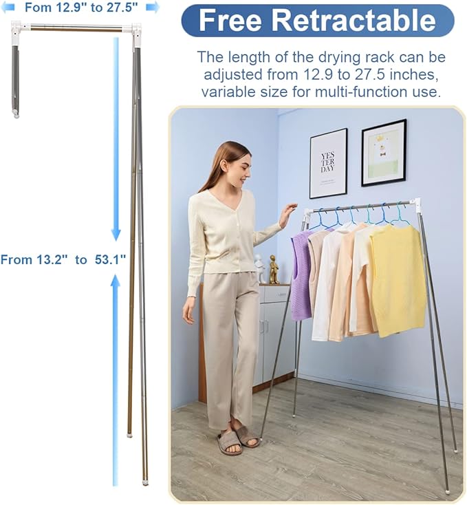 Portable Garment Rack, Folding Clothes Rack, Collapsible Clothing Rack for Dance, Travel, Camping, Laundry, Indoor, Outdoor, 
