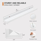 Fun Memories Picture Ledge Shelf for Wall, Floating Shelves Set of 4, 24 Inch Long Nursery Book Shelves for Toys Storage, Kid
