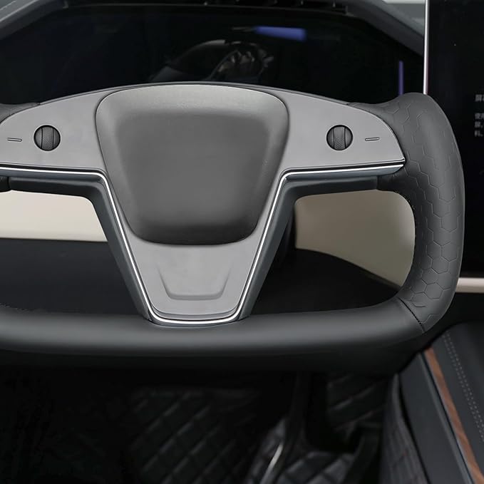 MEWANT Hand Stitched Tesla Model S Yoke Steering Wheel Cover Wrap for Tesla Model S 2021-2023 / Model X 2021-2023 Tesla Yoke Steering Wheel Accessories
