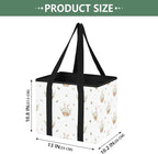 Bunny Easter Reusable Grocery Bags Large Shopping Tote Bag with Reinforced Bottom Board, Water Resistant Foldable Storage Bag