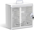 Glosen Medicine Cabinet Locking Medicine Cabinet Wall Mounted【 Silver 13.6 x 13.4 x 6.5 Inch 】 Portable Storage Container Big