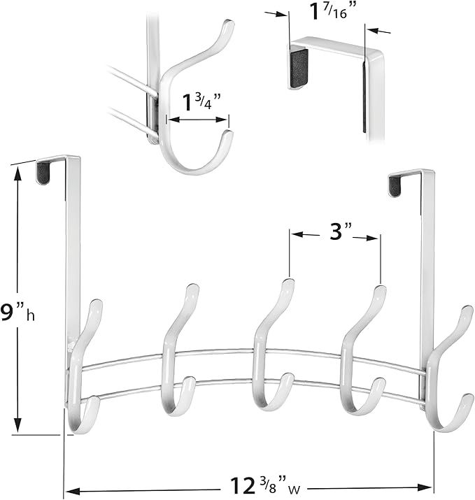 LYNK Professional® Home™ Over the Door Hooks - 10 Hook – Over the Door Coat Rack - Over the Door Hanger - Hanging Towels or C