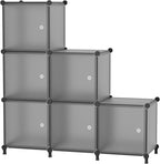 6-Cube Storage Unit with Doors, Cube Organizer for Bedroom, Wardrobe & Under Stairs, 30x30x30cm Compartments, Space-Saving Cl