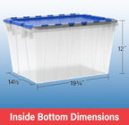 Akro-Mils KeepBox 12 Gallon Storage Container, Nesting and Stackable Plastic Storage Box with Lid Attached, Clear Tote for Ga