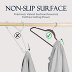 HOUSE DAY Taupe Velvet Hangers 60 Pack, Non Slip Clothes Felt Hanger Heavy Duty for Coat, Premium Slim Space Saving Suit Hang