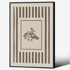 Vintage Western Black Framed Wall Art Striped Rodeo Decor Southwest Cowboy Poster Canvas Prints Retro Stamp Mid West Mid Cent