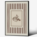 Vintage Western Black Framed Wall Art Striped Rodeo Decor Southwest Cowboy Poster Canvas Prints Retro Stamp Mid West Mid Cent