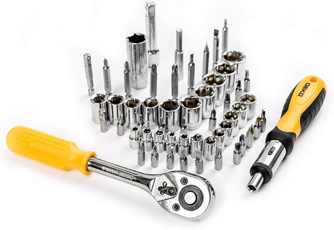 DEKOPRO 228 Piece Socket Wrench Auto Repair Tool Combination Package Mixed Tool Set Hand Tool Kit with Plastic Toolbox Storag