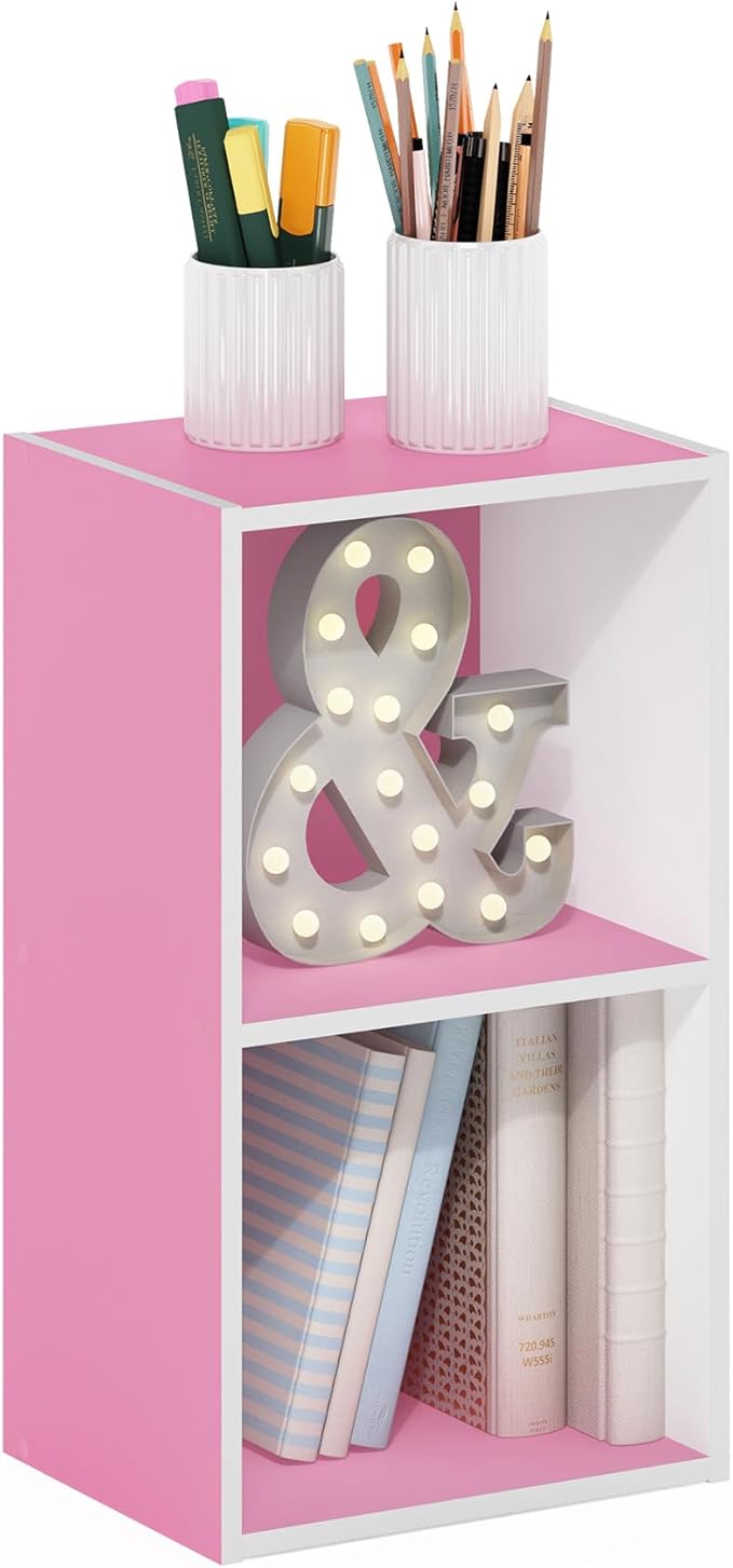 Furinno PASIR Book Shelf, 2-Tier Modern Bookshelf, Open Shelves Bookcase 9 x 12 x 21, Easy Assembly, for Living Room, Bedroom