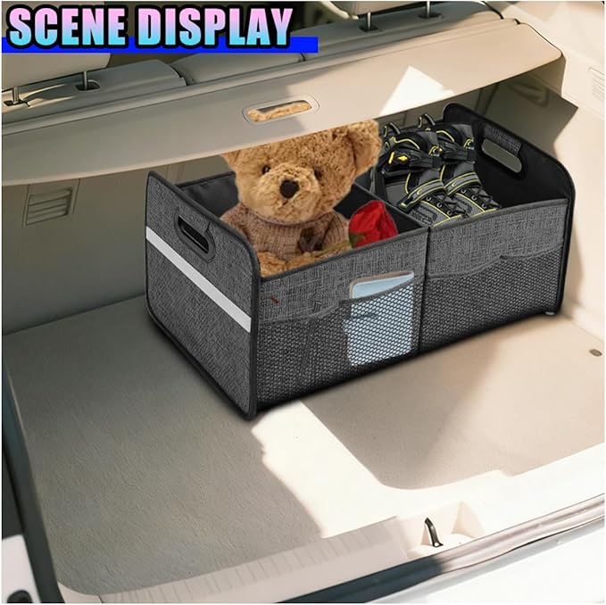 Car Trunk Organizer, Waterproof Large Capacity 600D Oxford Fabric Auto Trunk Storage Container with Pockets,