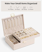 VLANDO 2 Layer Jewelry Box Large Jewelry Organizer for Women Removable Jewelery Tray for Necklace Earrings Rings Bracelets Mo