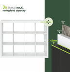 Furinno Cubicle Book Shelf, 12-Cube Bookshelf, Triple Thick Frame Cube Storage Organizer, 1.65" Thick Bookcase, 15.4" x 57.4"