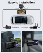 Dash Cam Front and Rear 4K/1080P, Dash Camera for Cars Build in WiFi, Full HD Dash Cam with APP Control, 3.94'' IPS Screen Da