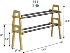 2-Tier Stackable Bamboo Shoe Rack, Free Standing Shoe Storage Organizer for Entryway, Closet, Doorway - Natural Wood Shoe She