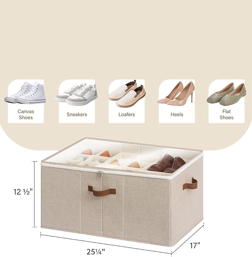 StorageWorks Under Bed Storage with Lid with Shoe Organizer for Closet