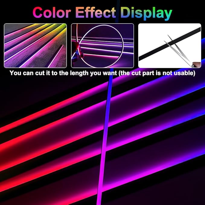 Acrylic Interior Car Ambient Lighting, Interior RGB LED Strip Kit with Music Sync Mode, 55 Inch Length Suitable for Pickup, Trucks, SUV and Large Vehicles (10 in 1)