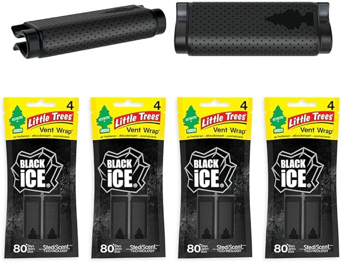 LITTLE TREES Car Air Freshener | Vent Wrap Provides Long Lasting Scent, Invisibly Fresh | 16 Air Fresheners | Black Ice