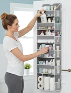 Over the Door Hanging Organizer for Bathroom & Nursery - 6 Shelf Closet Door Organizer, Anti Tilt 50LB Load Baby Behind Door 